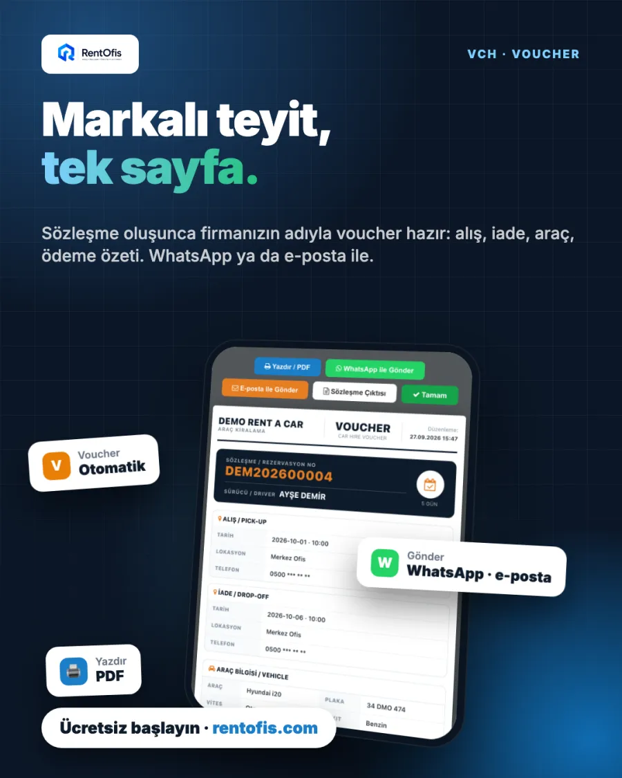 Rent a car voucher (VCH) örneği
